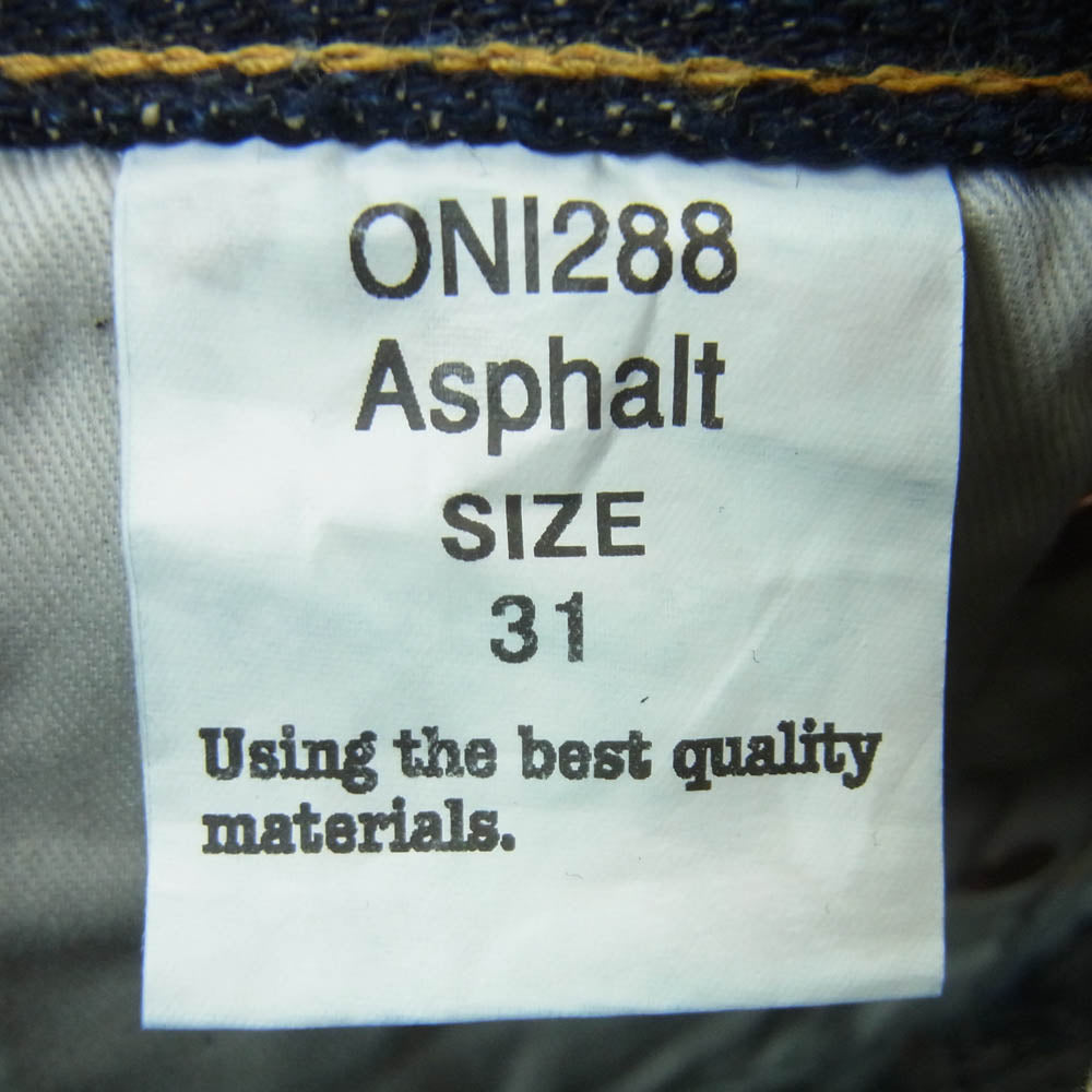 ONI DENIM 鬼デニム ONI 288 鬼デニム 20oz Asphalt Denim アスファルト デニム パンツ ボタンフライ レギュラー ストレート 赤耳 ジーンズ W31 インディゴブルー系 31【極上美品】【中古】