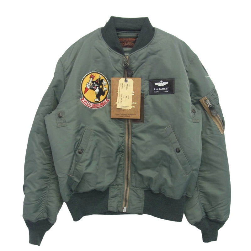 Buzz Rickson's バズリクソンズ BR15571 TYPE MA-1 ALBERT TURNER & CO.,INC. 319th FTR.INTCP.SQ. アルバート・ターナー社 初期型MA-1 カスタムモデル ミリタリーブルゾン ジャケット カーキ系 L【新古品】【未使用】【中古】