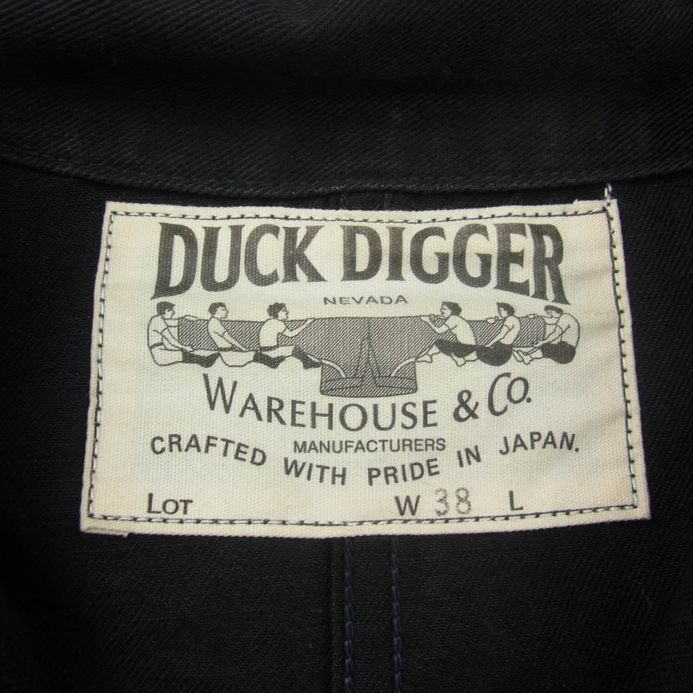 WAREHOUSE ウエアハウス DUCK DIGGER ダックディガー 金牡丹 ブラックコットン カバーオール ジャケット ブラック系 W38【中古】