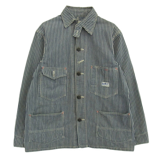 The REAL McCOY'S ザリアルマッコイズ UNION MADE ヒッコリーストライプ カバーオール ジャケット ネイビー系 M【中古】