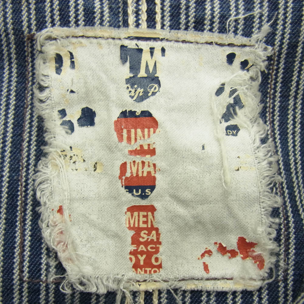 The REAL McCOY'S ザリアルマッコイズ UNION MADE ヒッコリーストライプ カバーオール ジャケット ネイビー系 M【中古】