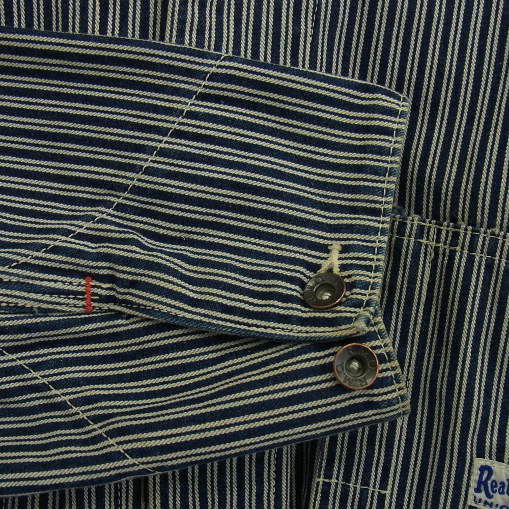 The REAL McCOY'S ザリアルマッコイズ UNION MADE ヒッコリーストライプ カバーオール ジャケット ネイビー系 M【中古】