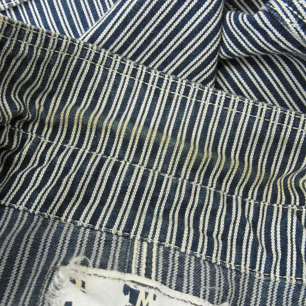 The REAL McCOY'S ザリアルマッコイズ UNION MADE ヒッコリーストライプ カバーオール ジャケット ネイビー系 M【中古】