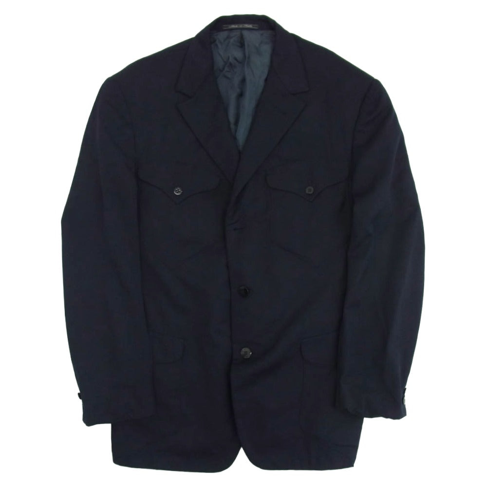 Gianni Versace ジャンニ・ヴェルサーチ 25BAVC セットアップ 3Bボタン シングル テーラードジャケット 3タック スラックスパンツ ダークネイビー系 ジャケット表記サイズ無　パンツサイズ46【中古】