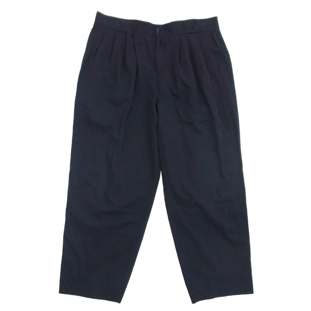 Gianni Versace ジャンニ・ヴェルサーチ 25BAVC セットアップ 3Bボタン シングル テーラードジャケット 3タック スラックスパンツ ダークネイビー系 ジャケット表記サイズ無　パンツサイズ46【中古】