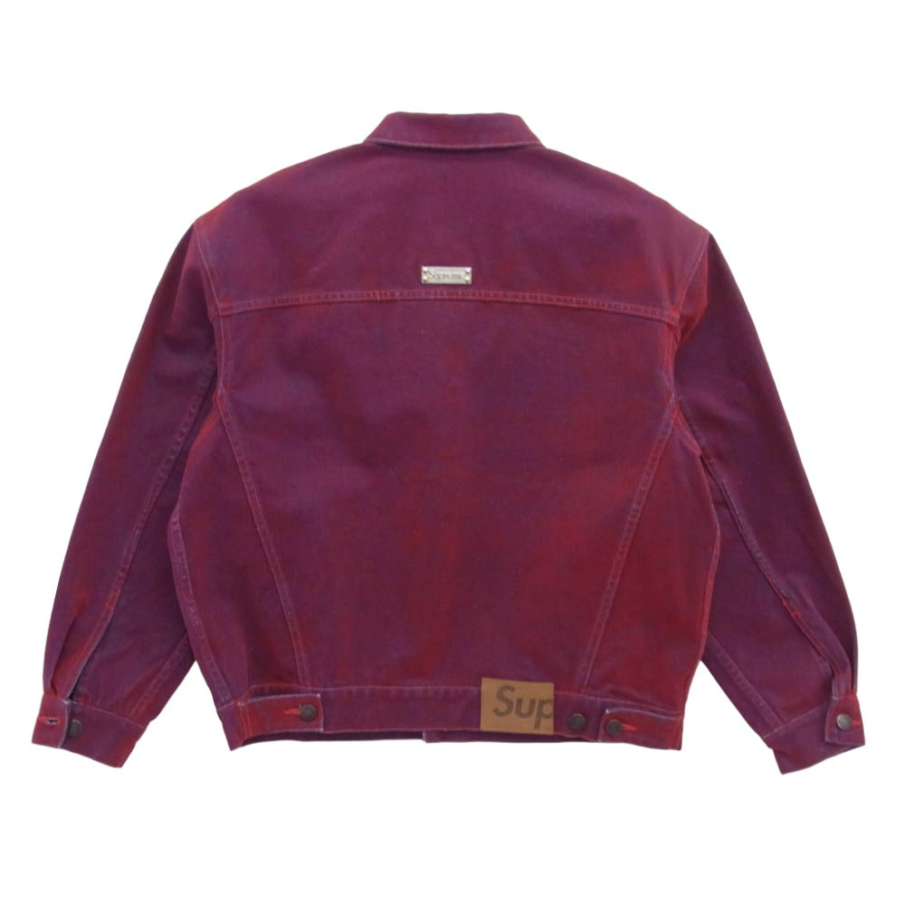 Supreme シュプリーム 23SS Flocked Denim Trucker Jacket フロック デニム トラッカー ジャケット レッド系 S【中古】