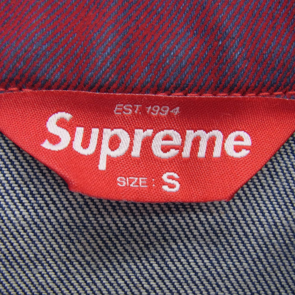 Supreme シュプリーム 23SS Flocked Denim Trucker Jacket フロック デニム トラッカー ジャケット レッド系 S【中古】