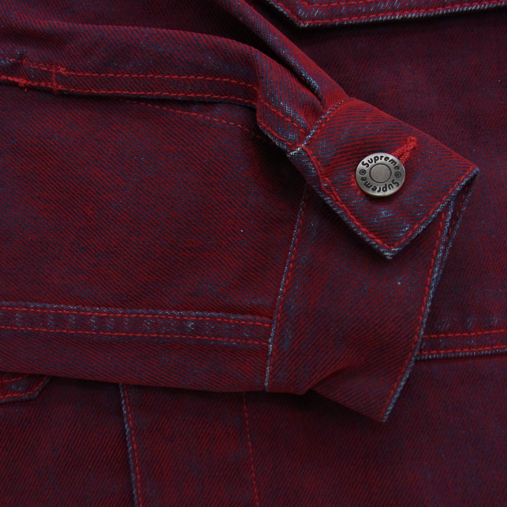 Supreme シュプリーム 23SS Flocked Denim Trucker Jacket フロック デニム トラッカー ジャケット レッド系 S【中古】