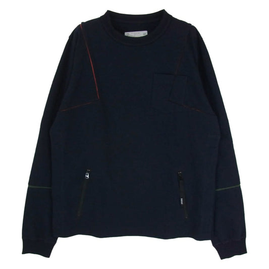 Sacai サカイ 21-02586M REBUILD ZIP POCKET COTTON L/S T-SHIRT リビルド ジップ ポケット コットン ロングスリーブ カットソー ブラック系 3【中古】