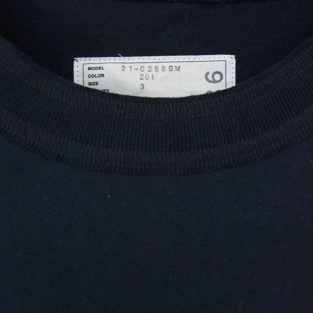 Sacai サカイ 21-02586M REBUILD ZIP POCKET COTTON L/S T-SHIRT リビルド ジップ ポケット コットン ロングスリーブ カットソー ブラック系 3【中古】