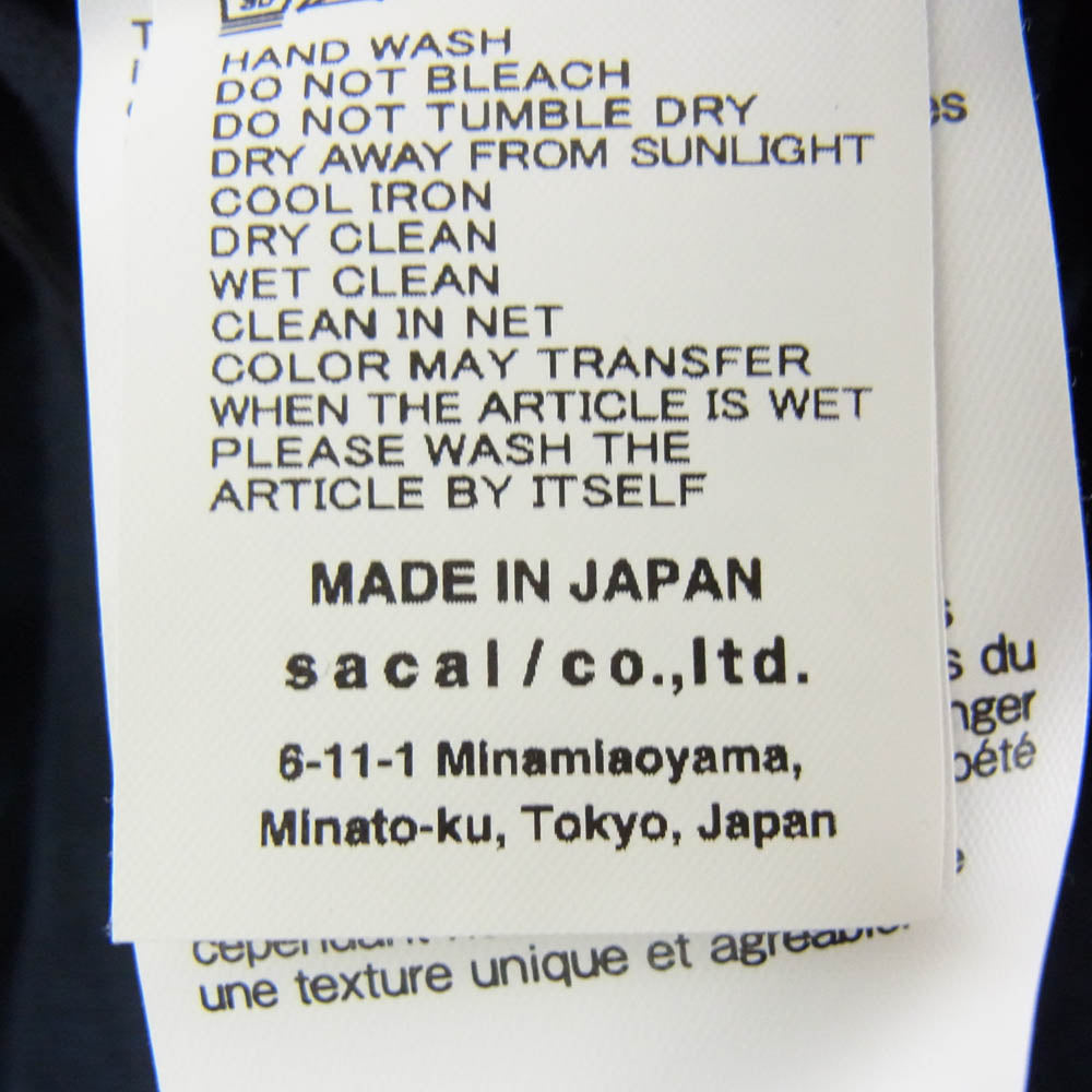 Sacai サカイ 21-02586M REBUILD ZIP POCKET COTTON L/S T-SHIRT リビルド ジップ ポケット コットン ロングスリーブ カットソー ブラック系 3【中古】