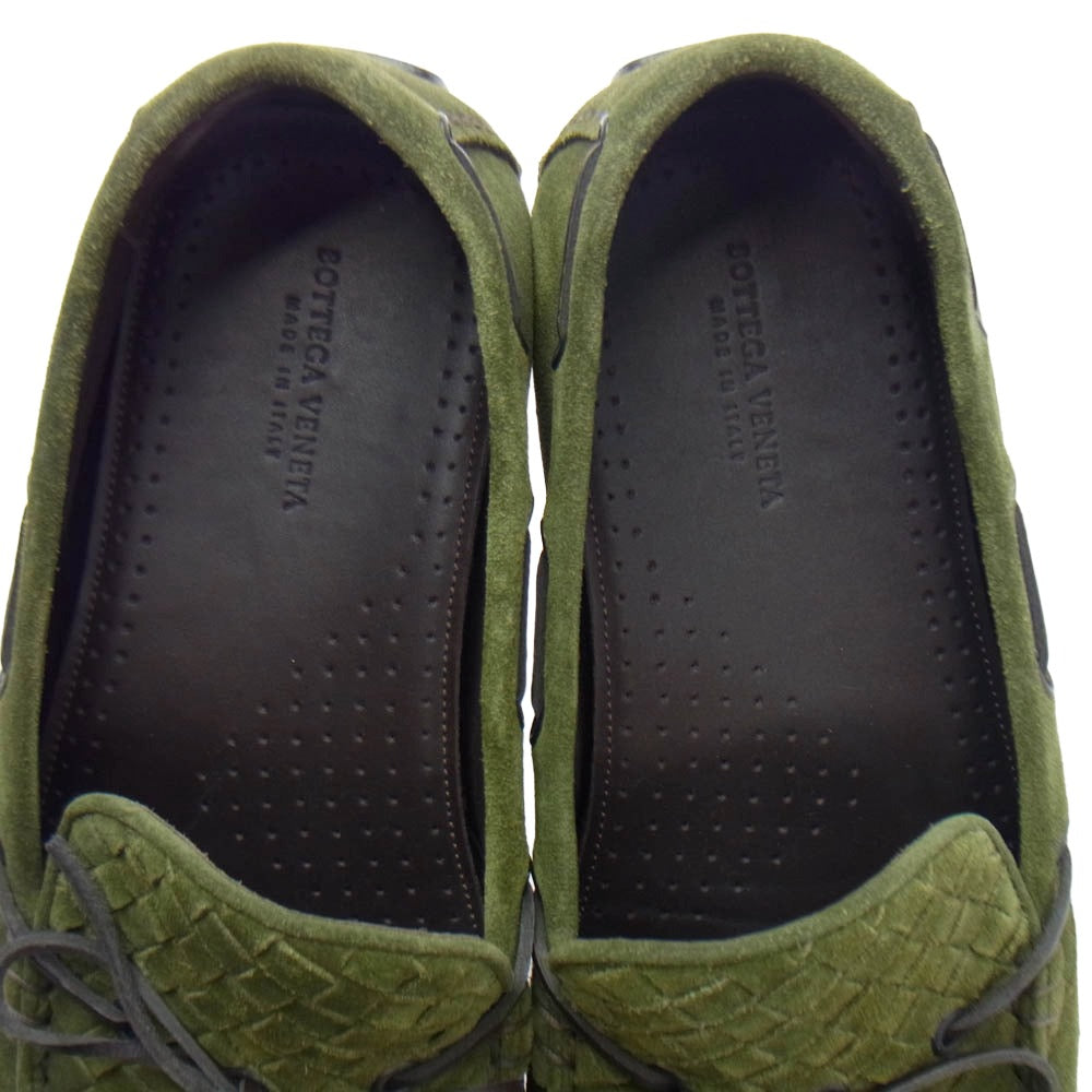 BOTTEGAVENETA ボッテガヴェネタ イントレチャート モカシン ドライビング シューズ モスグリーン系 41.5【中古】