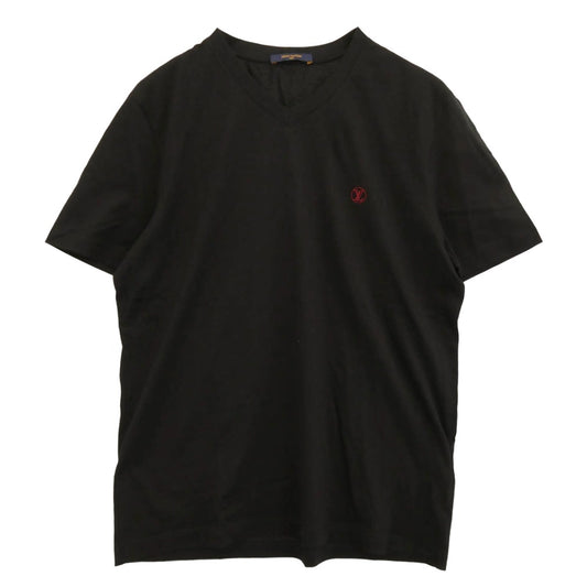LOUIS VUITTON ルイ・ヴィトン ワンポイント ロゴ Vネック 半袖 Tシャツ ブラック系 L【中古】