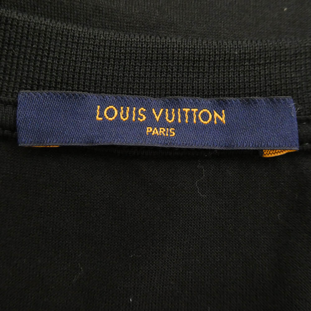 LOUIS VUITTON ルイ・ヴィトン ワンポイント ロゴ Vネック 半袖 Tシャツ ブラック系 L【中古】