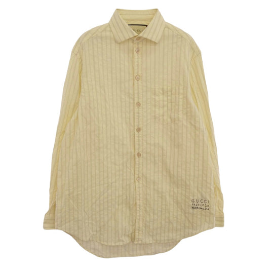 GUCCI グッチ 574508 ロゴ刺繍 ストライプ 長袖 シャツ イエロー系 48【中古】