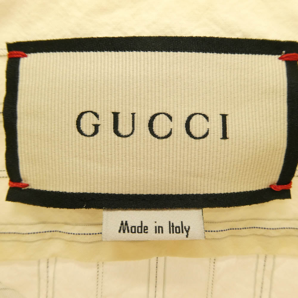 GUCCI グッチ 574508 ロゴ刺繍 ストライプ 長袖 シャツ イエロー系 48【中古】