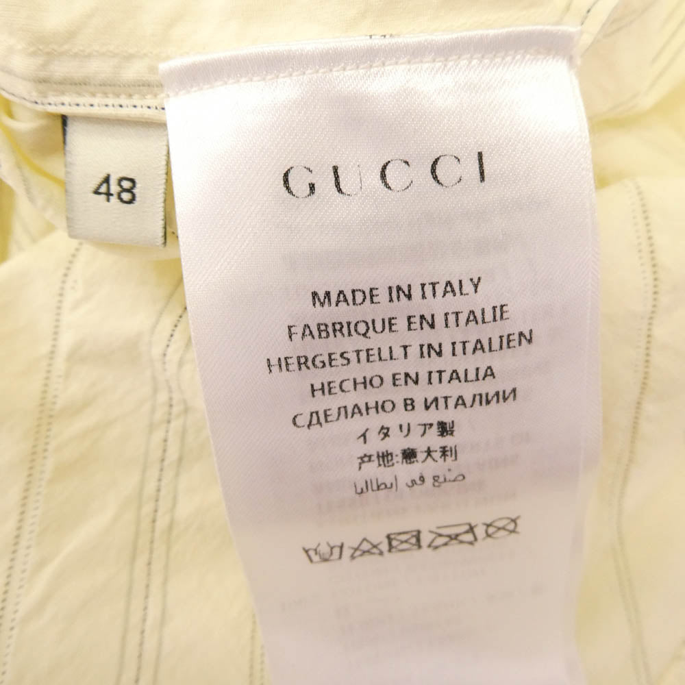 GUCCI グッチ 574508 ロゴ刺繍 ストライプ 長袖 シャツ イエロー系 48【中古】