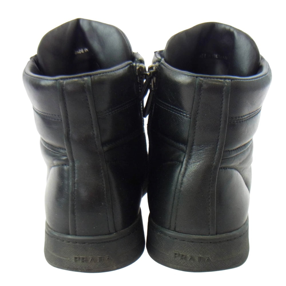 PRADA プラダ 2TG 184 サイド ジップ ハイカット スニーカー ブラック系 7【中古】
