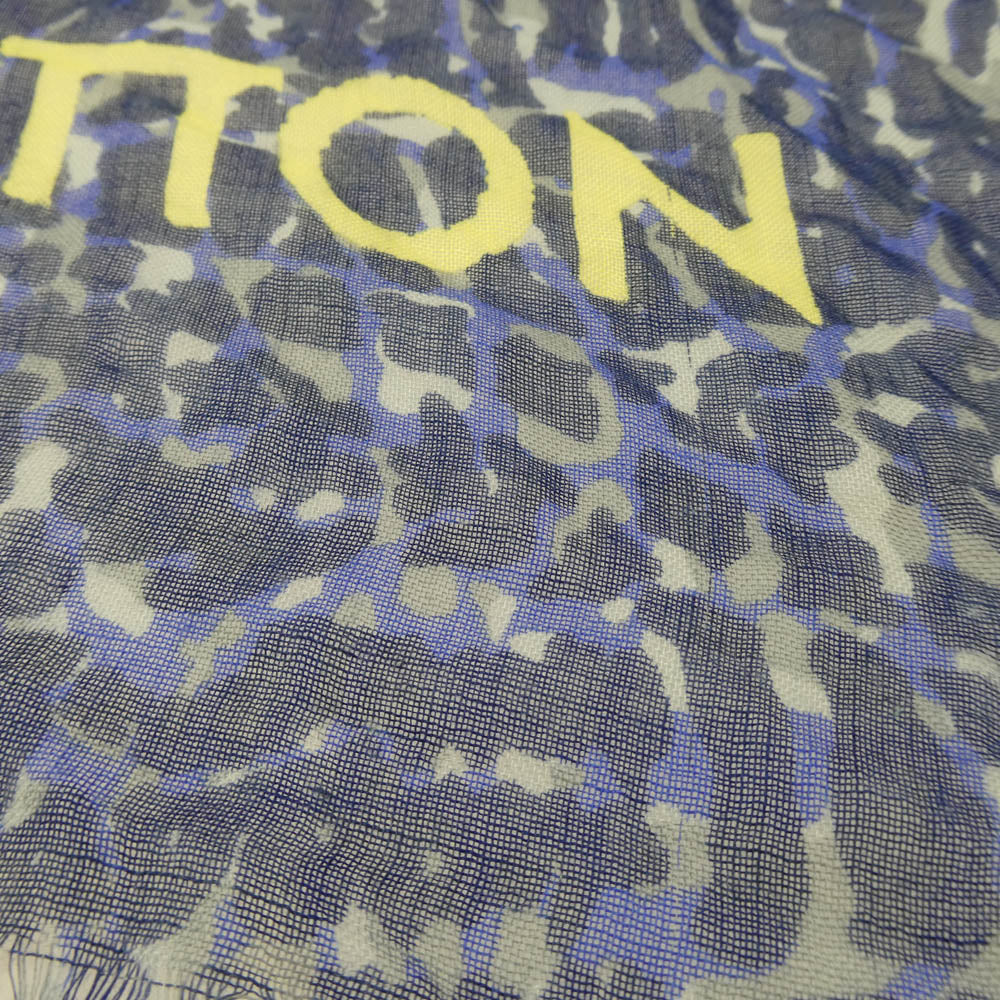 LOUIS VUITTON ルイ・ヴィトン カシミヤ シルク レオパード 大判 ストール ブルー系【中古】