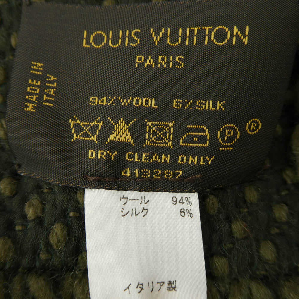 LOUIS VUITTON ルイ・ヴィトン 413287 ウール シルク エシャルプ ロゴマニア モノグラム マフラー モスグリーン系【中古】