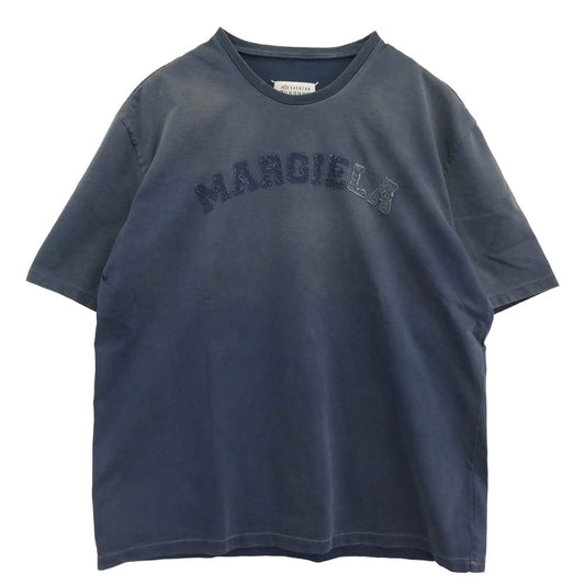 MAISON MARGIELA メゾンマルジェラ S50GC0685 四つタグ 1 10 ライン オーバーサイズ オーバーダイ ロゴ 半袖 Tシャツ ネイビー系 M【中古】