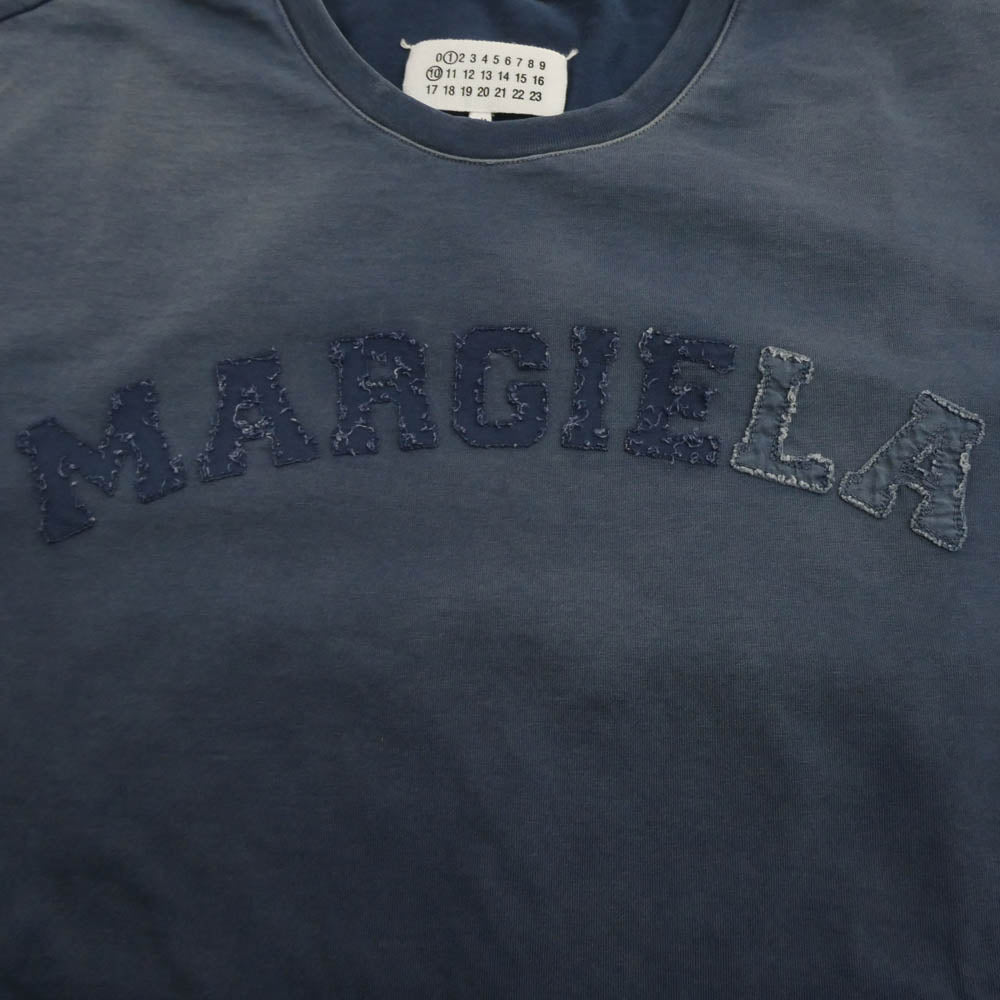 MAISON MARGIELA メゾンマルジェラ S50GC0685 四つタグ 1 10 ライン オーバーサイズ オーバーダイ ロゴ 半袖 Tシャツ ネイビー系 M【中古】