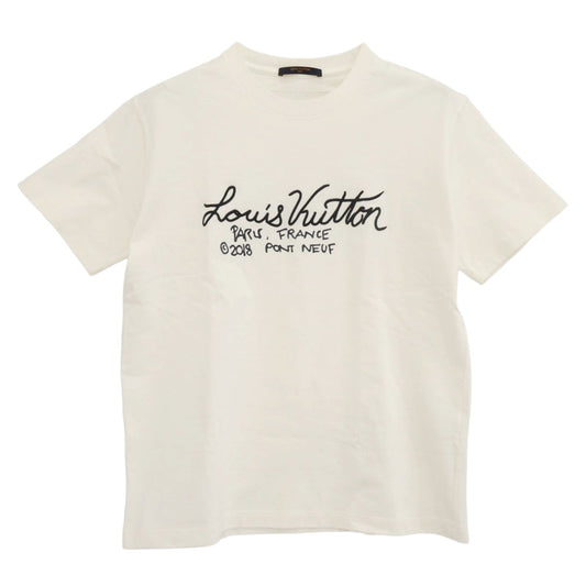 LOUIS VUITTON ルイ・ヴィトン 1A7XNG シグネチャー プリント＆エンブロイダリー 半袖 Ｔシャツ オフホワイト系 L【中古】