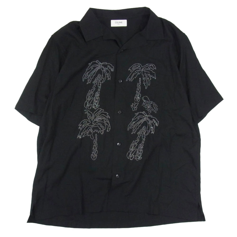 CELINE セリーヌ 23SS 2C947852C エンブロイダリー スタッズ 刺繍 半袖シャツ ブラック系 40【中古】