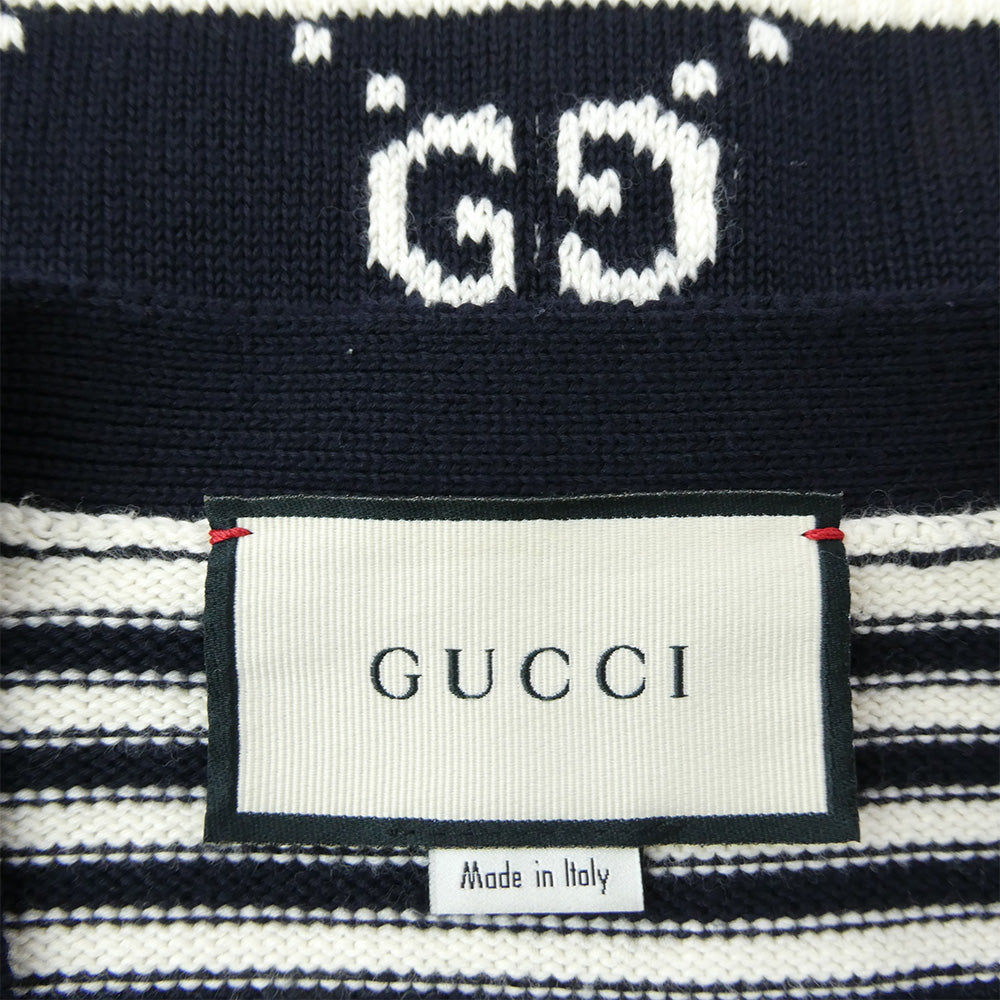 GUCCI グッチ 523048 GGジャガード コットン ニット カーディガン マルチカラー系 ブラック系 L【中古】
