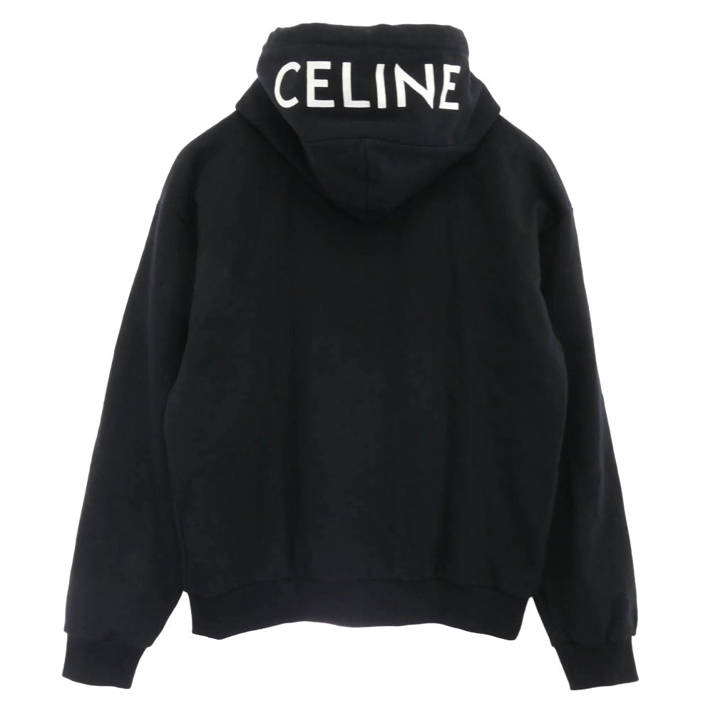 CELINE セリーヌ 2Y497670Q コットン フードロゴプリント ルーズフーディー パーカー ブラック系 L【中古】
