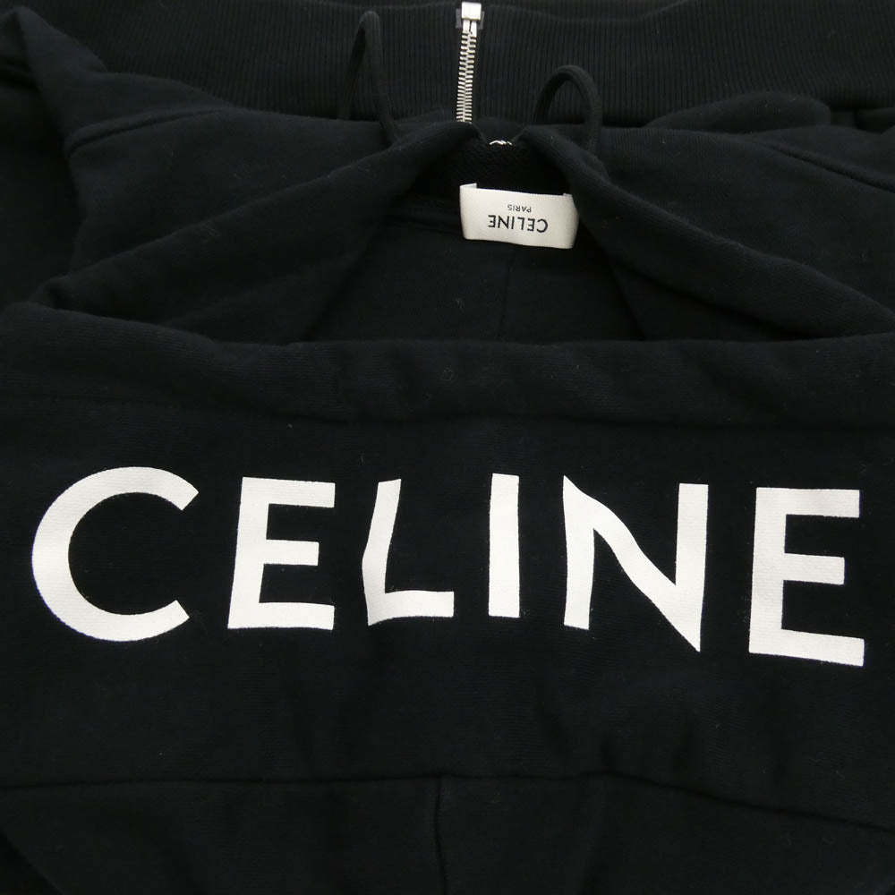 CELINE セリーヌ 2Y497670Q コットン フードロゴプリント ルーズフーディー パーカー ブラック系 L【中古】
