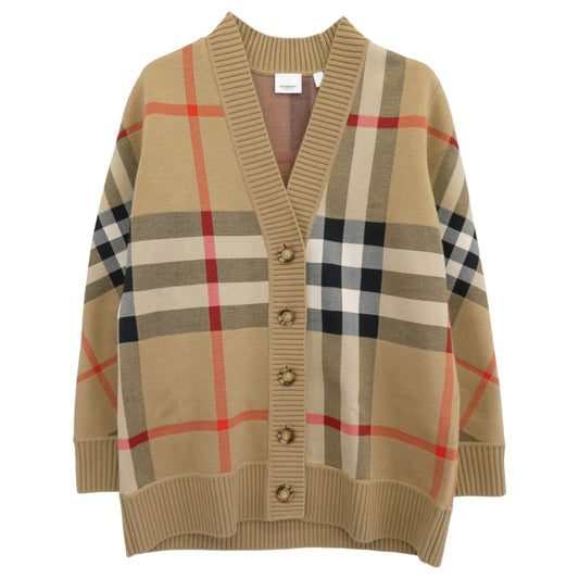 BURBERRY バーバリー 8039153 ノバチェック ジャカード カーディガン ライトブラウン系 ベージュ系 M【美品】【中古】