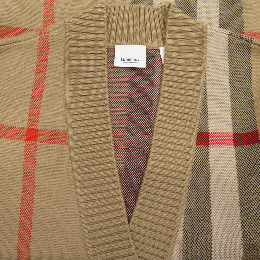BURBERRY バーバリー 8039153 ノバチェック ジャカード カーディガン ライトブラウン系 ベージュ系 M【美品】【中古】