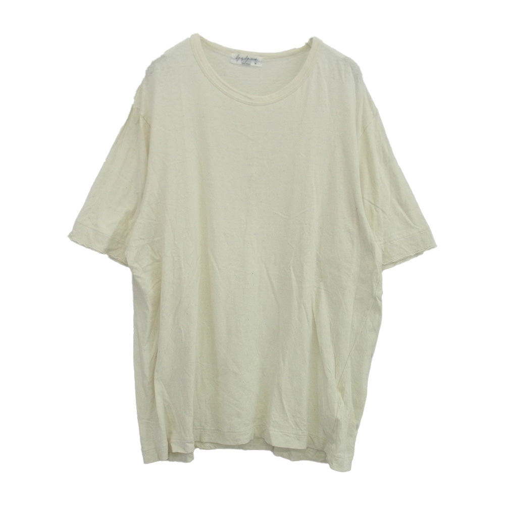 Yohji Yamamoto POUR HOMME ヨウジヤマモトプールオム 20SS HN-T45-086 断ち切り クルーネック 半袖 カットソー Tシャツ オフホワイト系 3【中古】