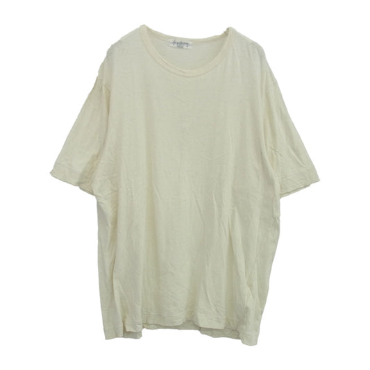 Yohji Yamamoto POUR HOMME ヨウジヤマモトプールオム 20SS HN-T45-086 断ち切り クルーネック 半袖 カットソー Tシャツ オフホワイト系 3【中古】
