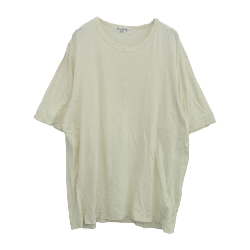 Yohji Yamamoto POUR HOMME ヨウジヤマモトプールオム 20SS HN-T45-086 断ち切り クルーネック 半袖 カットソー Tシャツ オフホワイト系 3【中古】