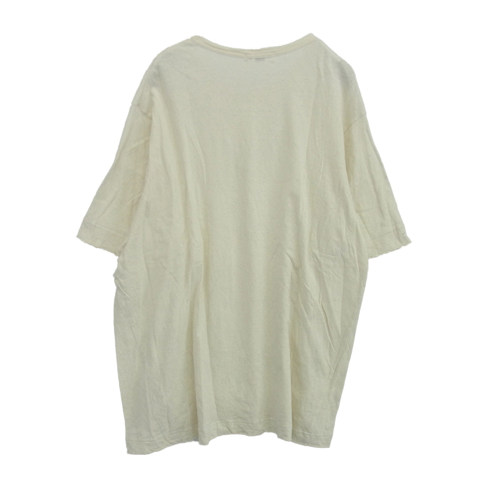 Yohji Yamamoto POUR HOMME ヨウジヤマモトプールオム 20SS HN-T45-086 断ち切り クルーネック 半袖 カットソー Tシャツ オフホワイト系 3【中古】