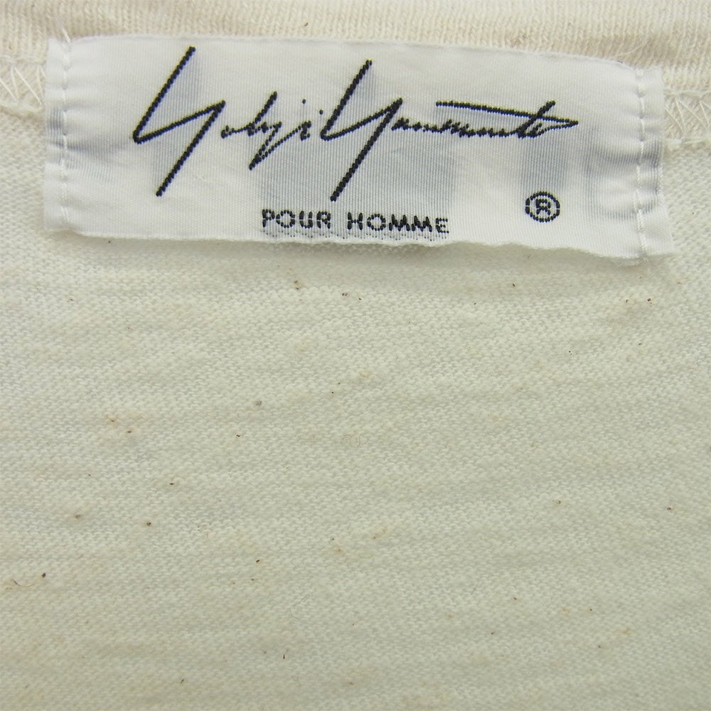 Yohji Yamamoto POUR HOMME ヨウジヤマモトプールオム 20SS HN-T45-086 断ち切り クルーネック 半袖 カットソー Tシャツ オフホワイト系 3【中古】