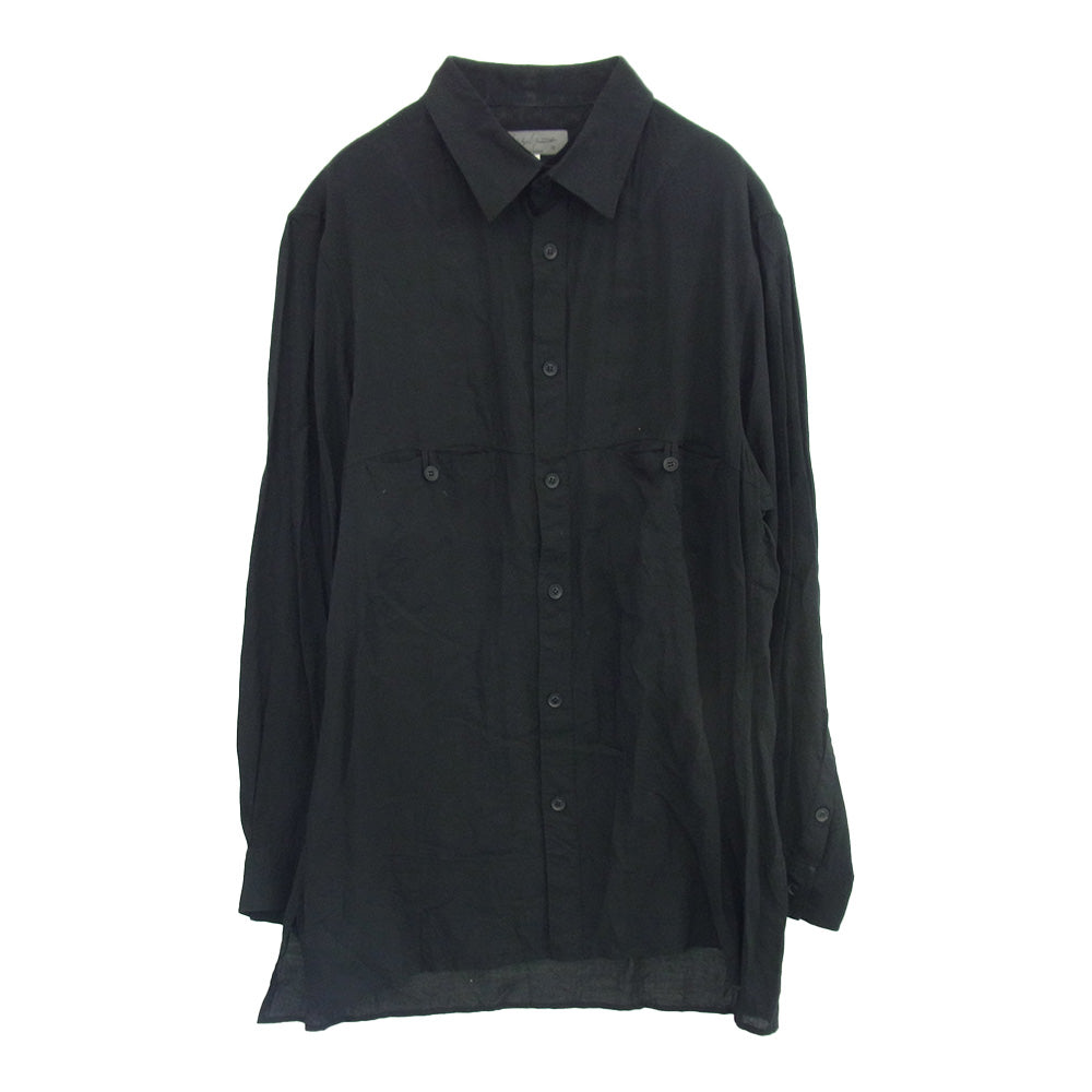 Yohji Yamamoto POUR HOMME ヨウジヤマモトプールオム 24SS HS-B07-200 Lightweight Button Up Shirt ライトウェイト ボタンアップ 長袖 シャツ ブラック系 2【中古】