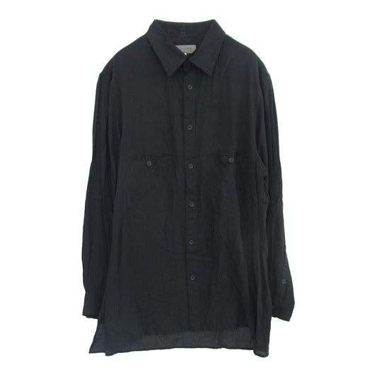 Yohji Yamamoto POUR HOMME ヨウジヤマモトプールオム 24SS HS-B07-200 Lightweight Button Up Shirt ライトウェイト ボタンアップ 長袖 シャツ ブラック系 2【中古】