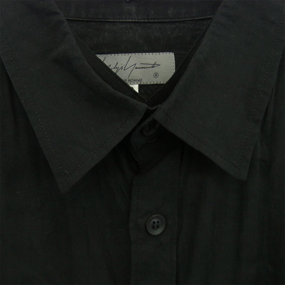 Yohji Yamamoto POUR HOMME ヨウジヤマモトプールオム 24SS HS-B07-200 Lightweight Button Up Shirt ライトウェイト ボタンアップ 長袖 シャツ ブラック系 2【中古】