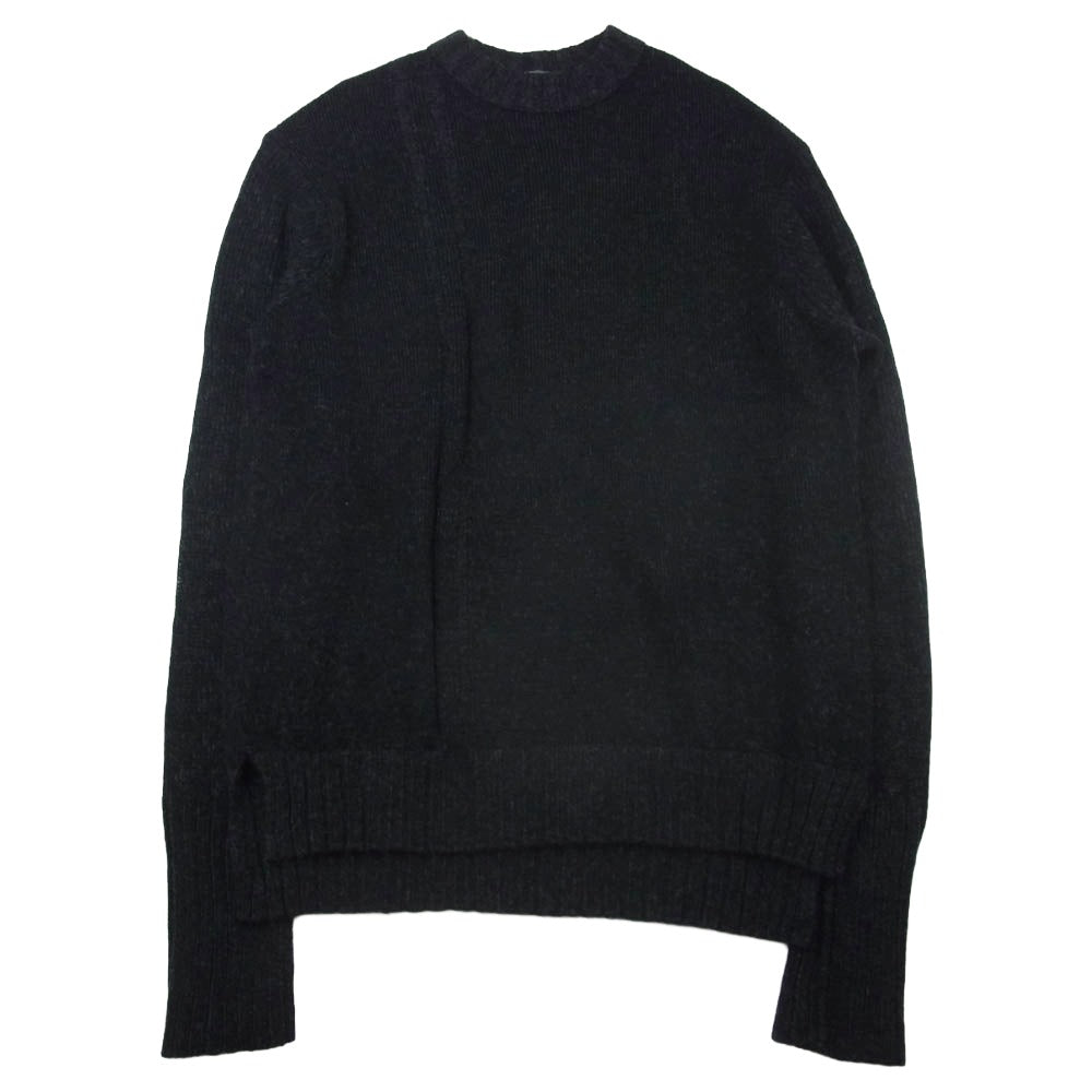 Yohji Yamamoto POUR HOMME ヨウジヤマモトプールオム 22AW HE-K31-986 5G PLATING RIB DROP NEEDLE プレーティング リブ ドロップ クルーネック ニット セーター ブラック系 3【中古】