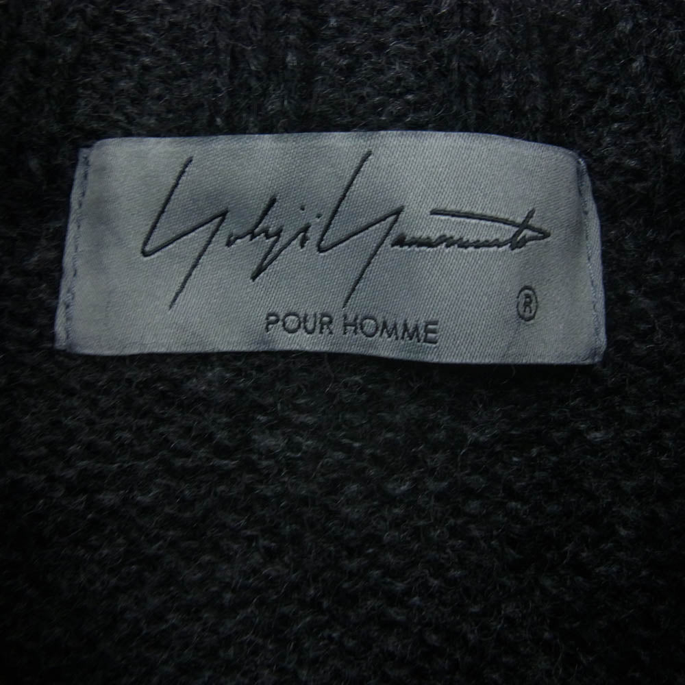 Yohji Yamamoto POUR HOMME ヨウジヤマモトプールオム 22AW HE-K31-986 5G PLATING RIB DROP NEEDLE プレーティング リブ ドロップ クルーネック ニット セーター ブラック系 3【中古】