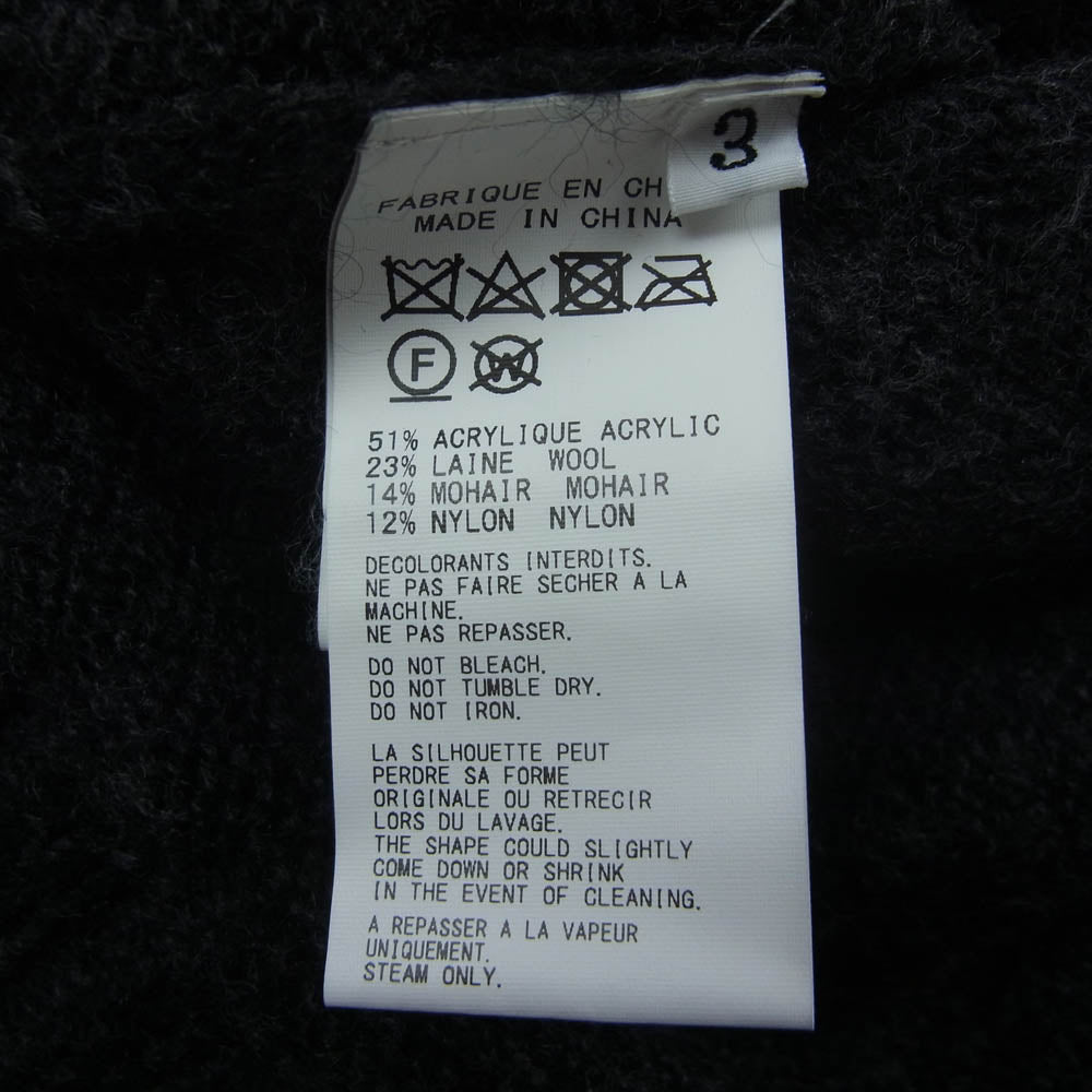 Yohji Yamamoto POUR HOMME ヨウジヤマモトプールオム 22AW HE-K31-986 5G PLATING RIB DROP NEEDLE プレーティング リブ ドロップ クルーネック ニット セーター ブラック系 3【中古】