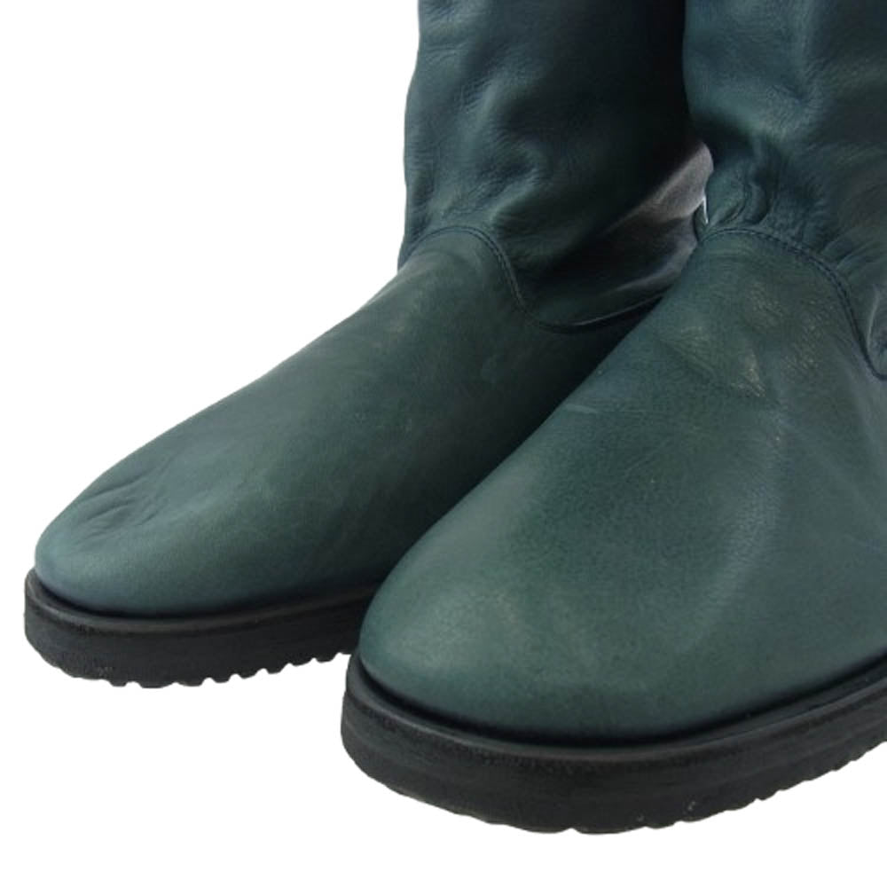 Yohji Yamamoto POUR HOMME ヨウジヤマモトプールオム 23AW LOOK24着用モデル インディゴレザー ロング ペコスブーツ モスグリーン系 4【中古】