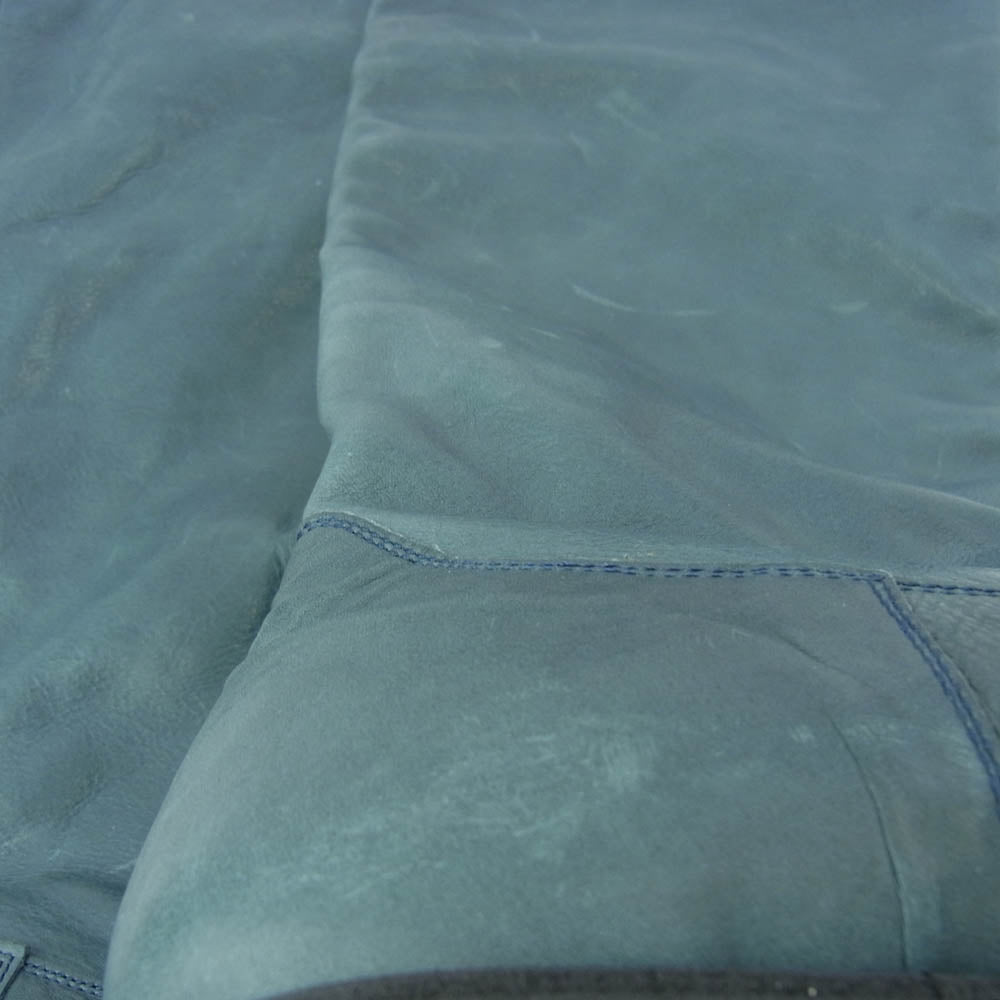 Yohji Yamamoto POUR HOMME ヨウジヤマモトプールオム 23AW LOOK24着用モデル インディゴレザー ロング ペコスブーツ モスグリーン系 4【中古】