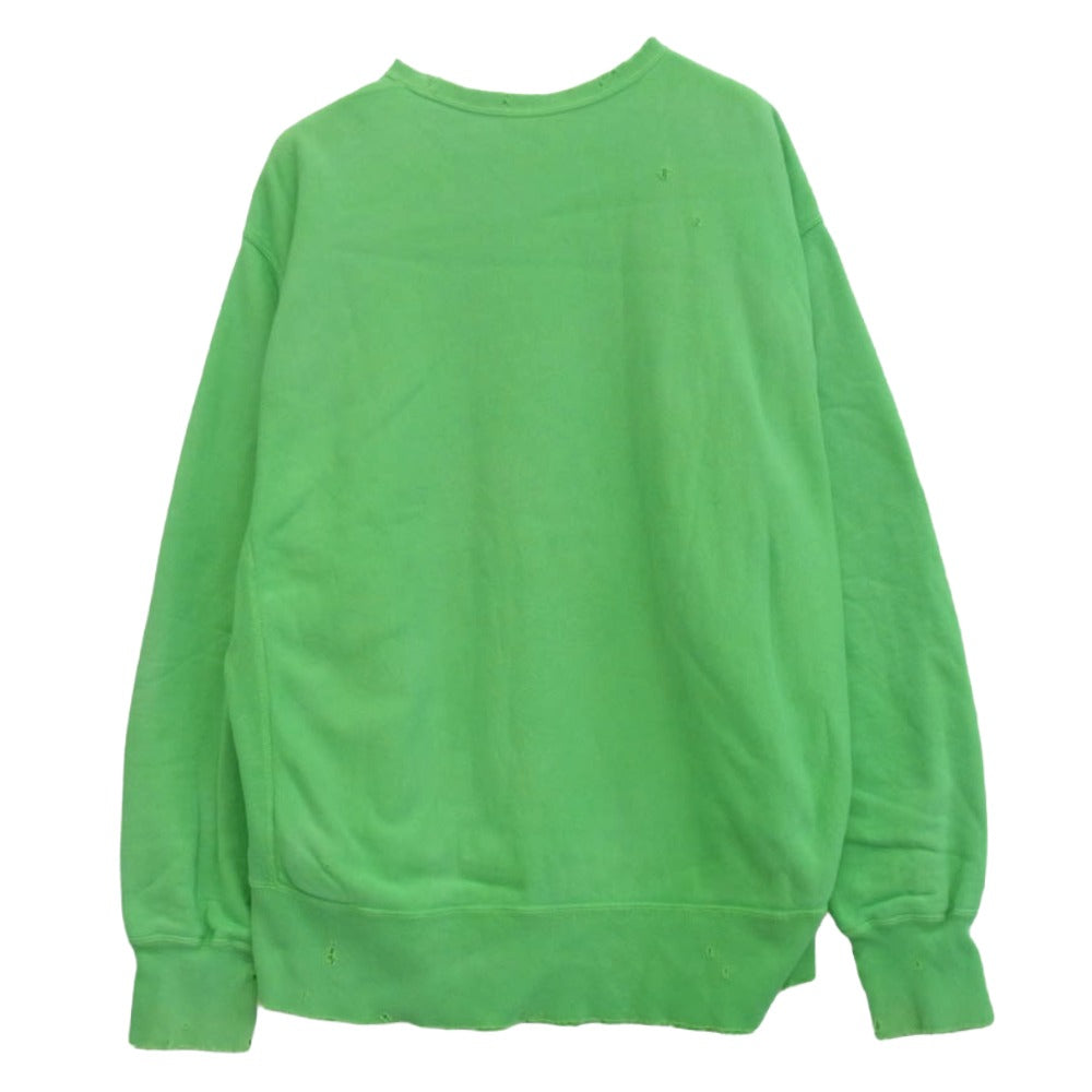ANCELLM アンセルム 23SS ANC-CT14 DYED DAMAGE SWEAT クルーネック スウェット ライトグリーン系 2【中古】