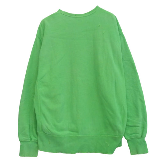 ANCELLM アンセルム 23SS ANC-CT14 DYED DAMAGE SWEAT クルーネック スウェット ライトグリーン系 2【中古】