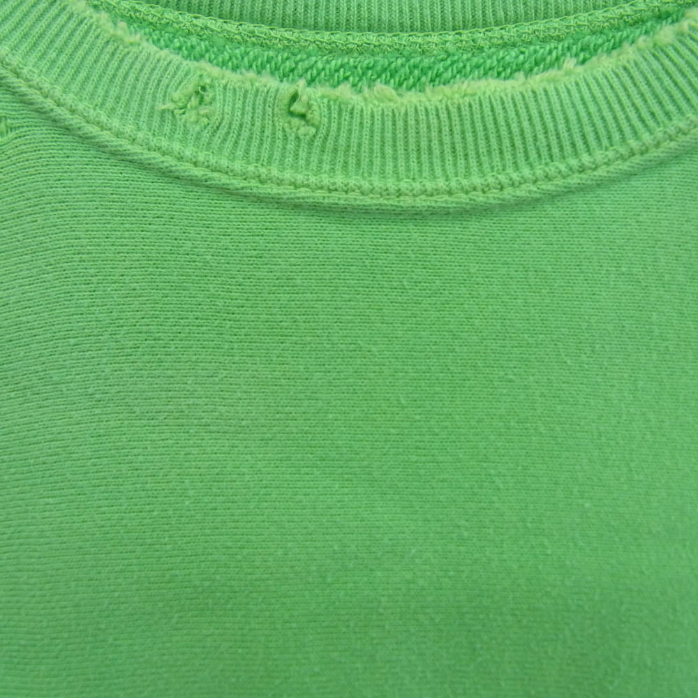 ANCELLM アンセルム 23SS ANC-CT14 DYED DAMAGE SWEAT クルーネック スウェット ライトグリーン系 2【中古】