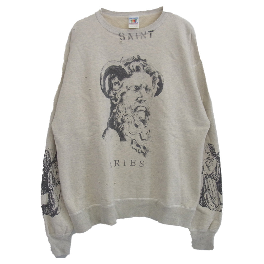 SAINT MICHAEL セントマイケル 23AW SM-A23-0000-C02 ARS_CRW SWT MR ARIES アリーズ クルーネックスウェット グレー系 XL【中古】